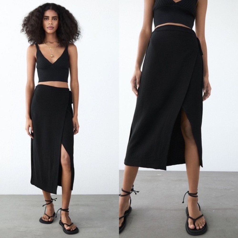 Zara textured weave wrap skirt